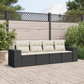 4-Delige Loungeset Met Kussens Poly Rattan