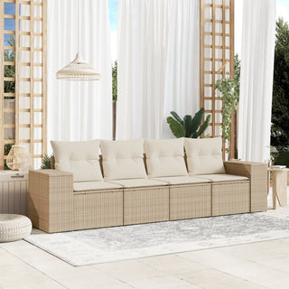 4-Delige Loungeset Met Kussens Poly Rattan