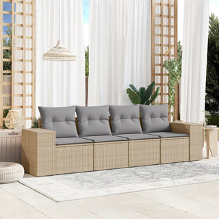 4-Delige Loungeset Met Kussens Poly Rattan