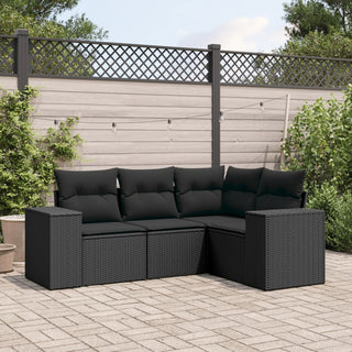 4-Delige Loungeset Met Kussens Poly Rattan