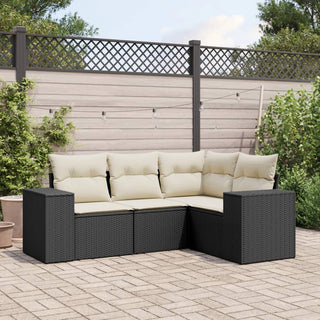 4-Delige Loungeset Met Kussens Poly Rattan