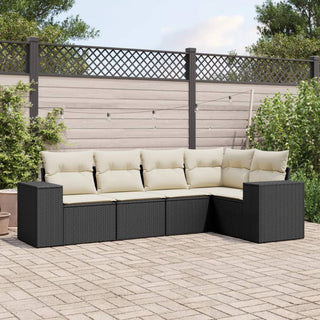 5-Delige Loungeset Met Kussens Poly Rattan