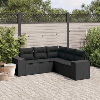 5-Delige Loungeset Met Kussens Poly Rattan