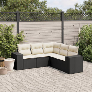 5-Delige Loungeset Met Kussens Poly Rattan