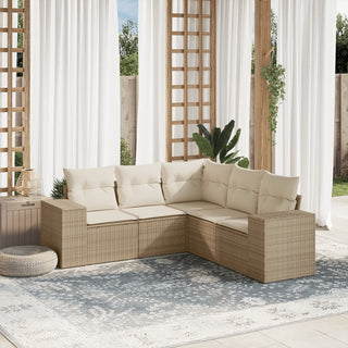 5-Delige Loungeset Met Kussens Poly Rattan