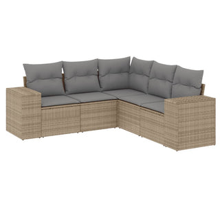 5-Delige Loungeset Met Kussens Poly Rattan