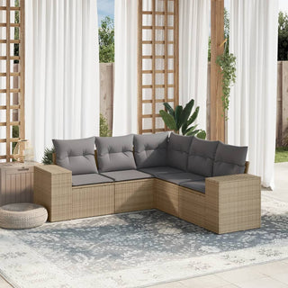 5-Delige Loungeset Met Kussens Poly Rattan