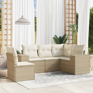 5-Delige Loungeset Met Kussens Poly Rattan