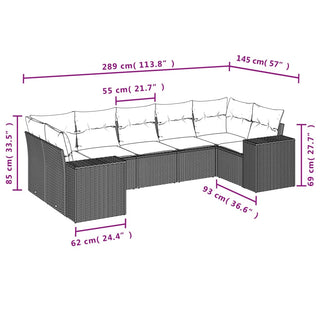 7-Delige Loungeset Met Kussens Poly Rattan