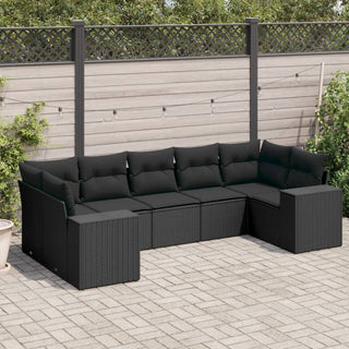 7-Delige Loungeset Met Kussens Poly Rattan