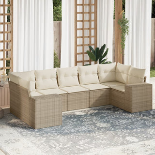 7-Delige Loungeset Met Kussens Poly Rattan