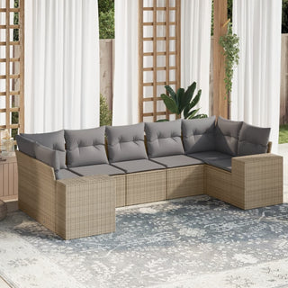 7-Delige Loungeset Met Kussens Poly Rattan