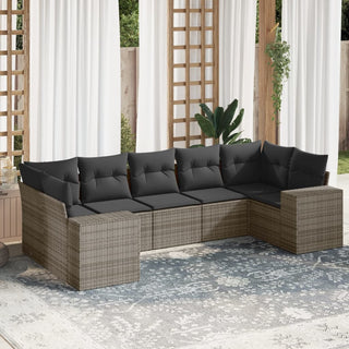 7-Delige Loungeset Met Kussens Poly Rattan