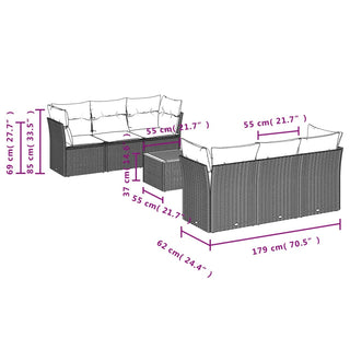 7-Delige Loungeset Met Kussens Poly Rattan Zwart