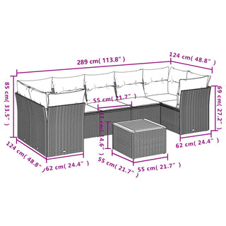 6-Delige Loungeset Met Kussens Poly Rattan Grijs