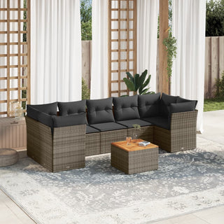 6-Delige Loungeset Met Kussens Poly Rattan Grijs