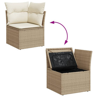 9-Delige Loungeset Met Kussens Poly Rattan Beige