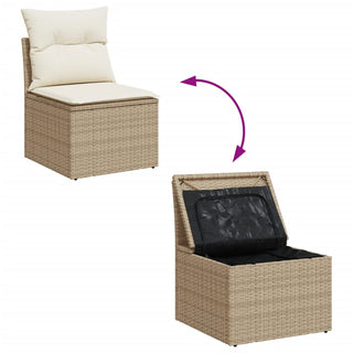 9-Delige Loungeset Met Kussens Poly Rattan Beige