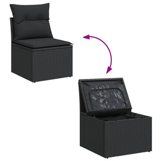 9-Delige Loungeset Met Kussens Poly Rattan Zwart