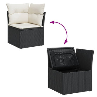 9-Delige Loungeset Met Kussens Poly Rattan Zwart