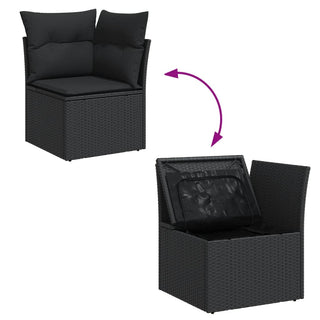 13-Delige Loungeset Met Kussens Poly Rattan Zwart