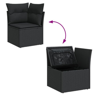 7-Delige Loungeset Met Kussens Poly Rattan Zwart