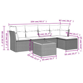 6-Delige Loungeset Met Kussens Poly Rattan Zwart