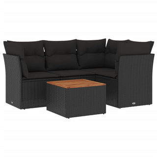 5-Delige Loungeset Met Kussens Poly Rattan Zwart