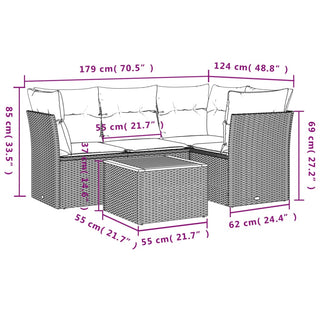 5-Delige Loungeset Met Kussens Poly Rattan Zwart