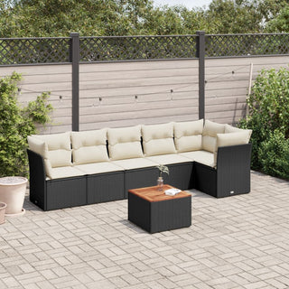 4-Delige Loungeset Met Kussens Poly Rattan Zwart Lichtgrijs