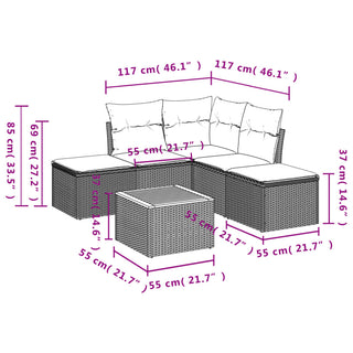 6-Delige Loungeset Met Kussens Poly Rattan Zwart