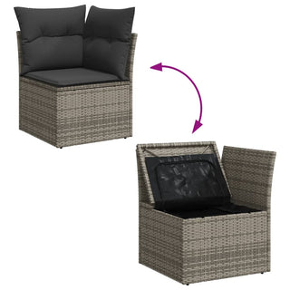 9-Delige Loungeset Met Kussens Poly Rattan Grijs