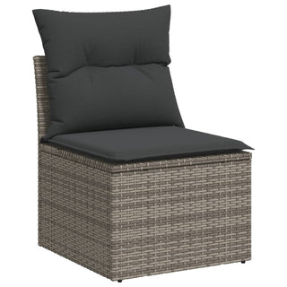 8-Delige Loungeset Met Kussens Poly Rattan Grijs