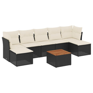 8-Delige Loungeset Met Kussens Poly Rattan Zwart