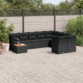 10-Delige Loungeset Met Kussens Poly Rattan Zwart