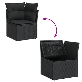 11-Delige Loungeset Met Kussens Poly Rattan Zwart