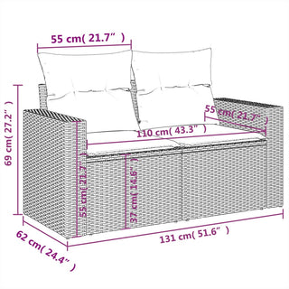 6-Delige Loungeset Met Kussens Poly Rattan Zwart