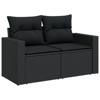 6-Delige Loungeset Met Kussens Poly Rattan Zwart