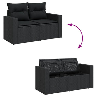 6-Delige Loungeset Met Kussens Poly Rattan Zwart