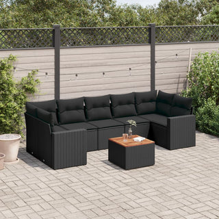 8-Delige Loungeset Met Kussens Poly Rattan Zwart