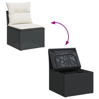 8-Delige Loungeset Met Kussens Poly Rattan Zwart