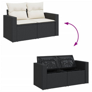 8-Delige Loungeset Met Kussens Poly Rattan Zwart