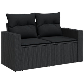 13-Delige Loungeset Met Kussens Poly Rattan Zwart