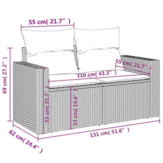 9-Delige Loungeset Met Kussens Poly Rattan Zwart