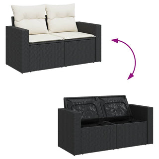 9-Delige Loungeset Met Kussens Poly Rattan Zwart