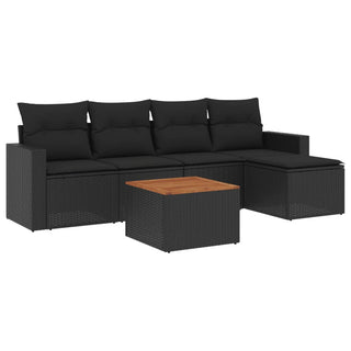 6-Delige Loungeset Met Kussens Poly Rattan Zwart