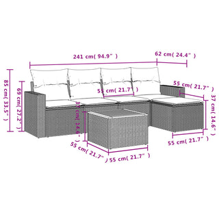 6-Delige Loungeset Met Kussens Poly Rattan Zwart