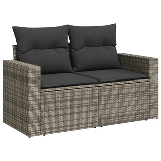 6-Delige Loungeset Met Kussens Poly Rattan Grijs