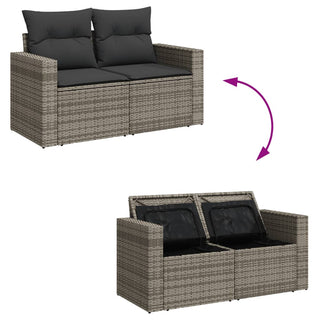 5-Delige Loungeset Met Kussens Poly Rattan Grijs