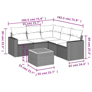 6-Delige Loungeset Met Kussens Poly Rattan Zwart